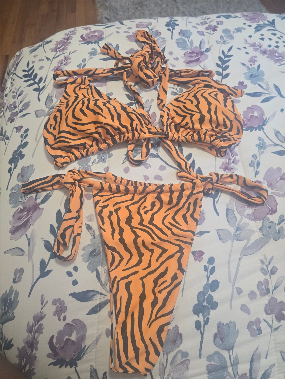 Orange Tiger Stripe Bikini Set